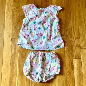 EUC H&M Toddler Girls Flamingo Outfit size 12-18m